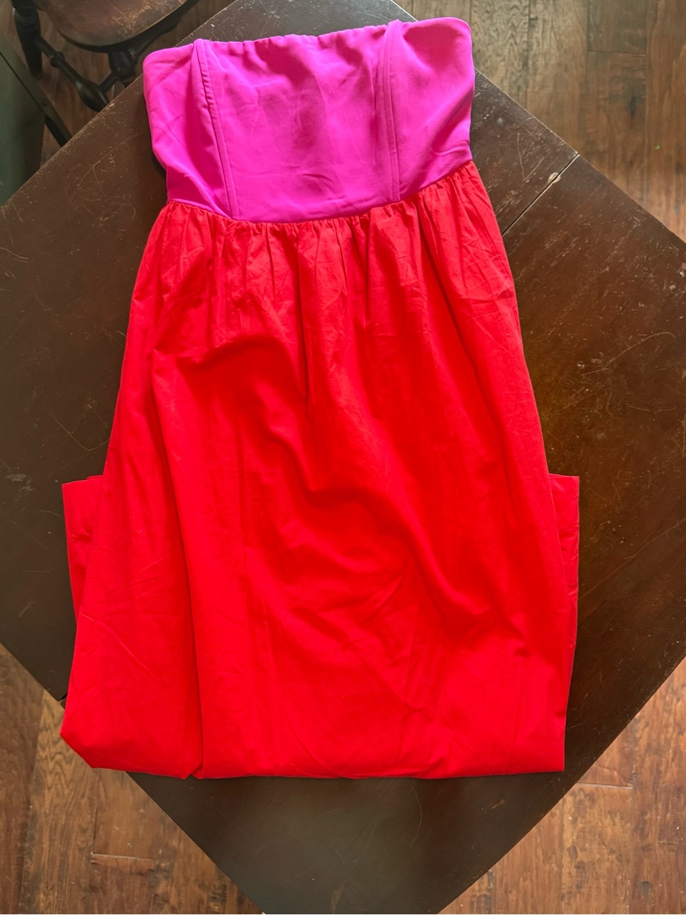 TCEC Strapless Colorblock Dress in Pink and Red